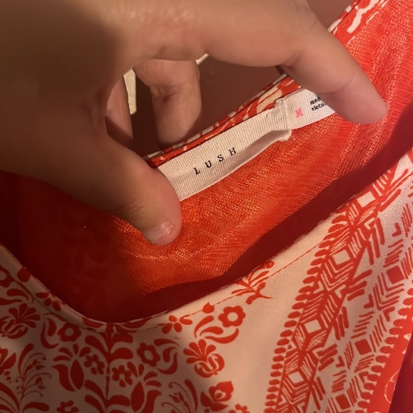 Lush Orange and White Dress with Tassels along Bottom Spaghetti Straps - Picture 7 of 9